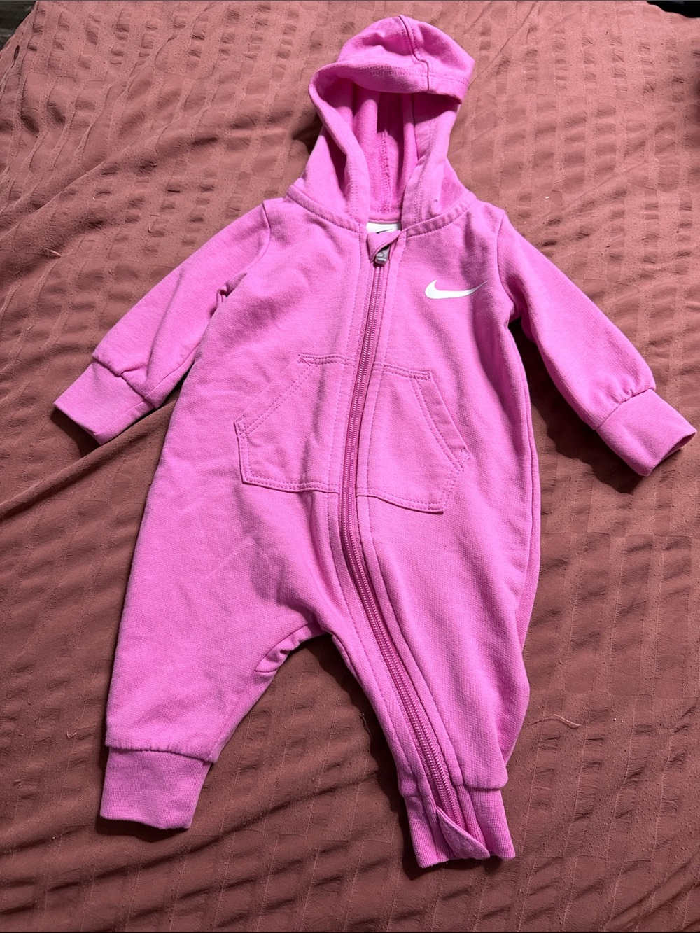Nike Hot Pink Hooded Baby One-Piece Footie